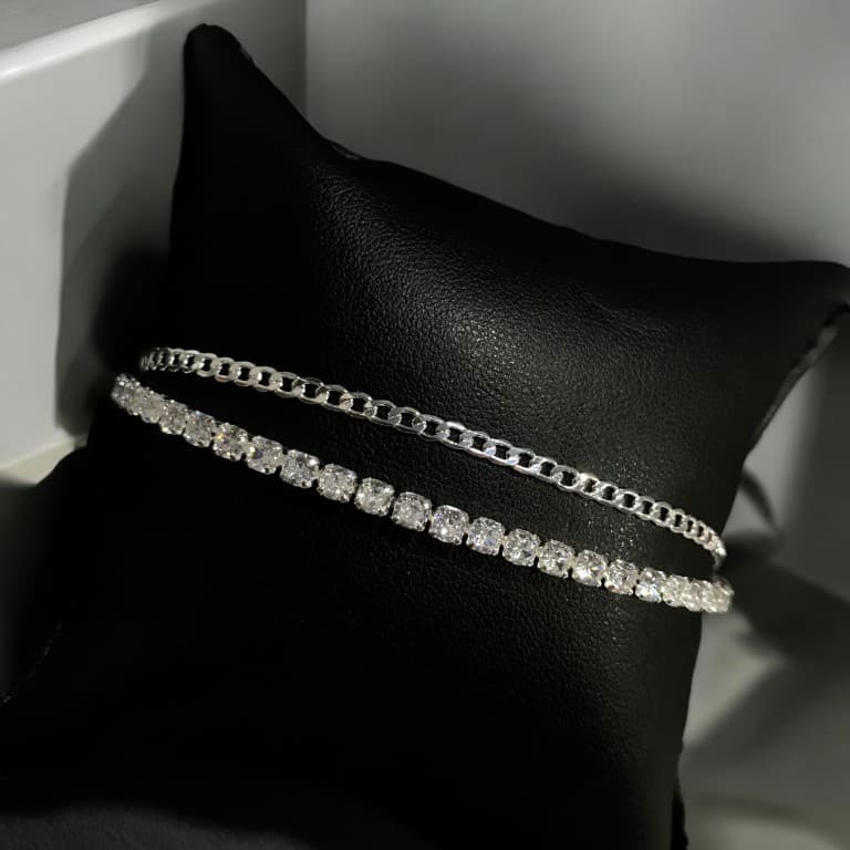 Pulseira Riviera Dupla Banho de Ródio