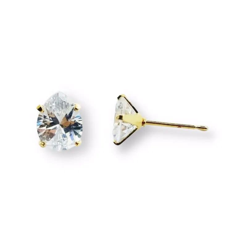 Brinco Gota Ponto de Luz Banho de Ouro 18k