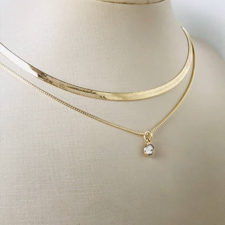 Colar Duplo Laminado Banho de Ouro 18k