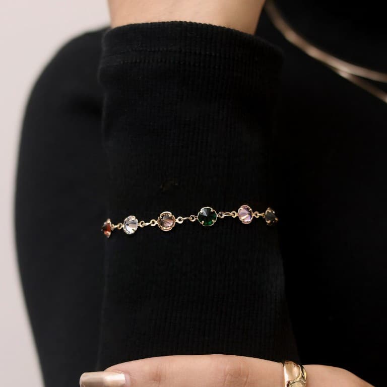 Pulseira com Pedras Coloridas Banho de Ouro 18k — default