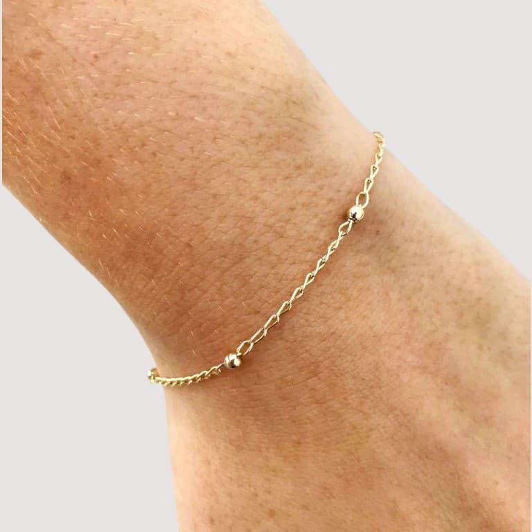 Pulseira Bolinhas 15 cm Banho de Ouro 18k