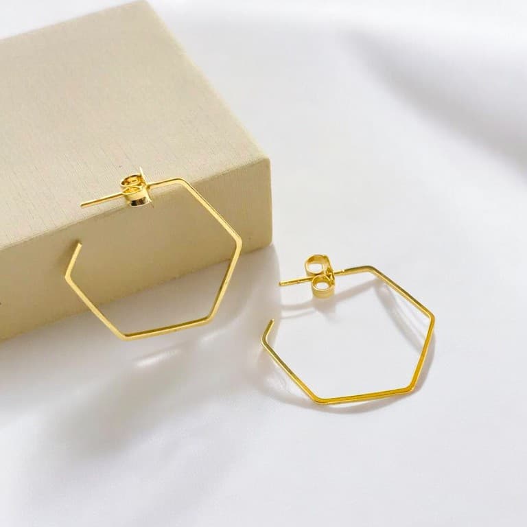 Brinco Argola Losango Banho de Ouro 18k — default