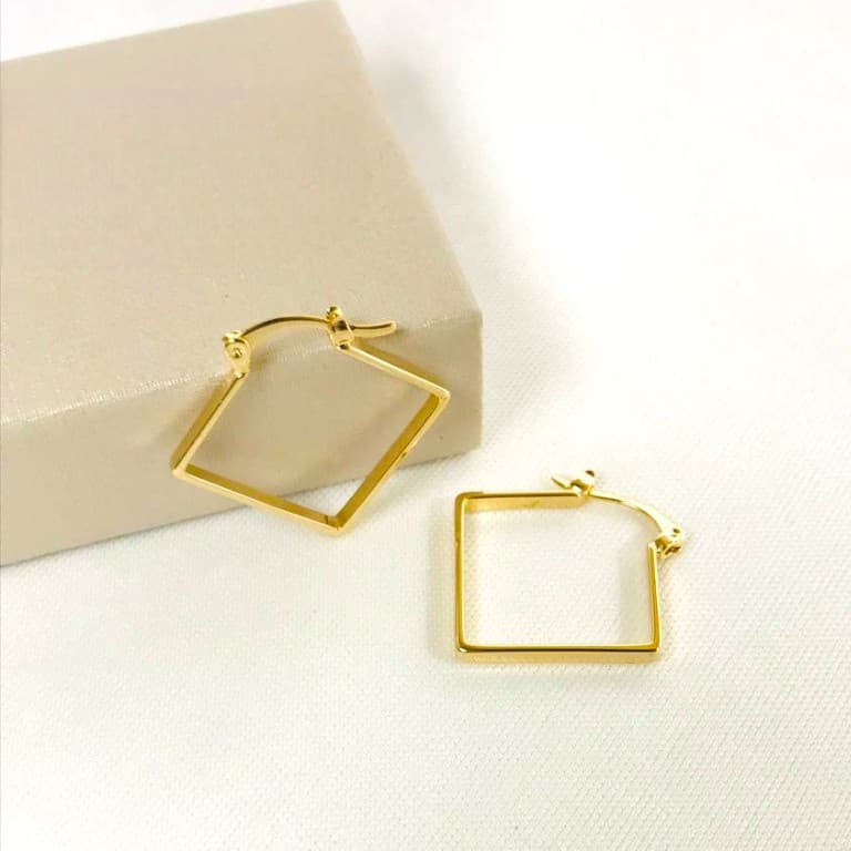 Brinco Argola Losango Banho de Ouro 18k — default