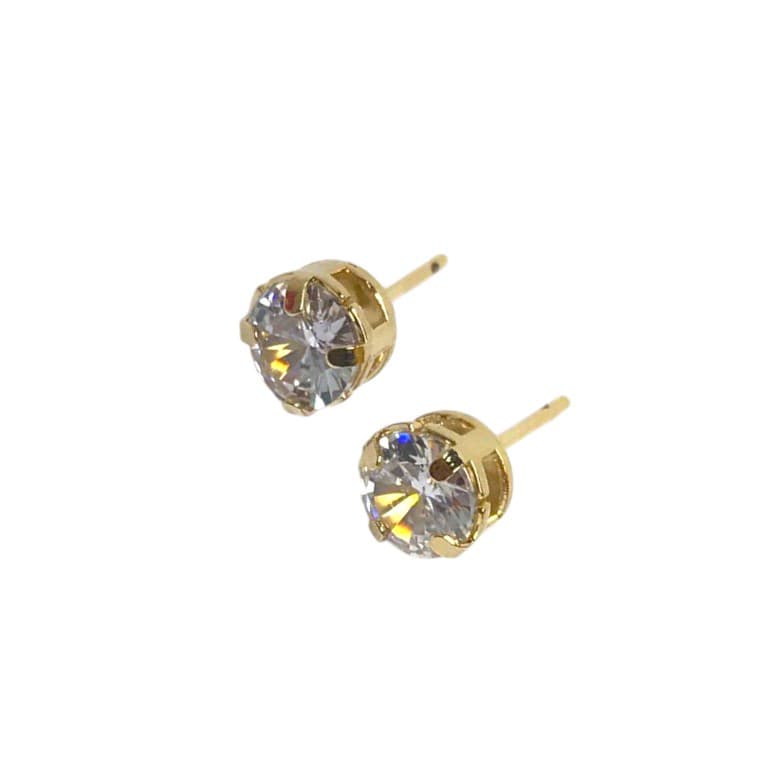 Brinco Pedra Redonda Banhado a Ouro 18k — Branco