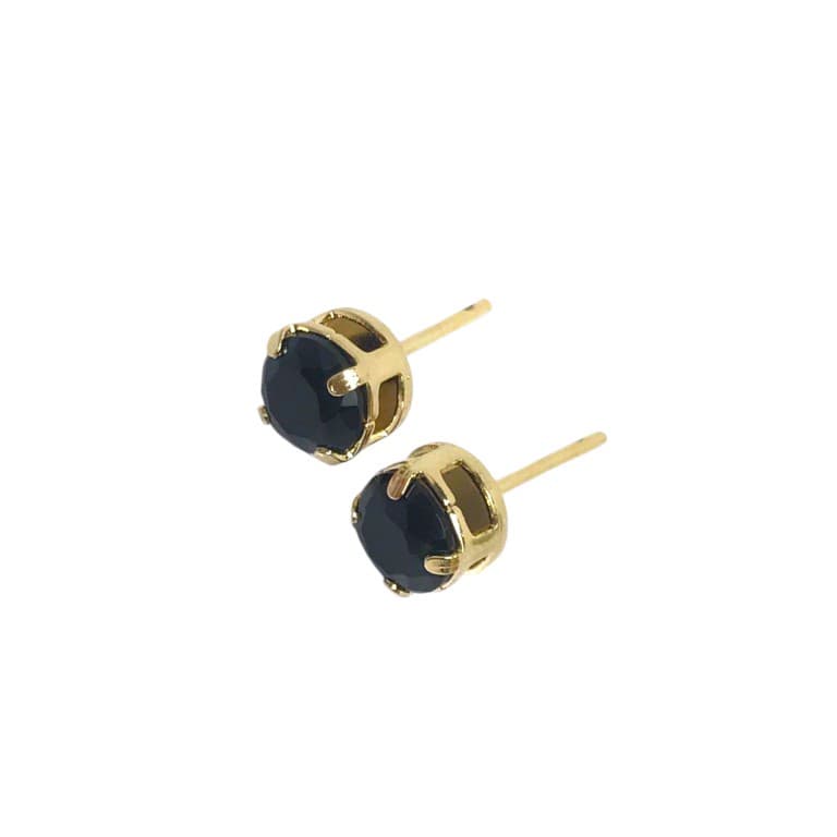 Brinco Pedra Redonda Banhado a Ouro 18k — Preto