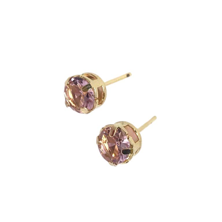 Brinco Pedra Redonda Banhado a Ouro 18k — Rosa