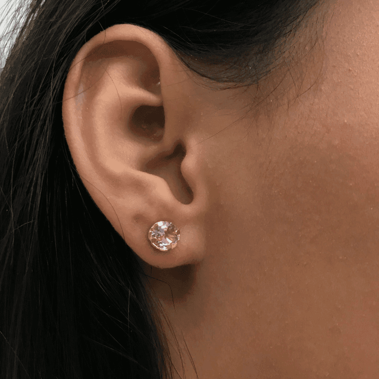Brinco Pedra Redonda Banhado a Ouro 18k