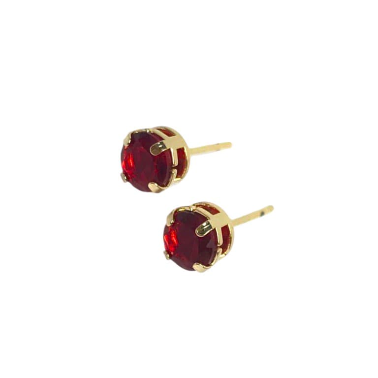 Brinco Pedra Redonda Banhado a Ouro 18k — Vermelho