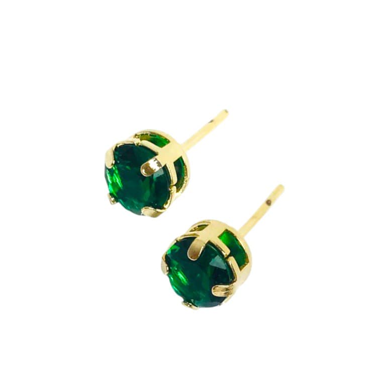 Brinco Pedra Redonda Banhado a Ouro 18k — Verde