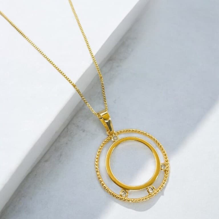 Corrente Veneziana com Pingente Redondo Banhado a Ouro 18k — default