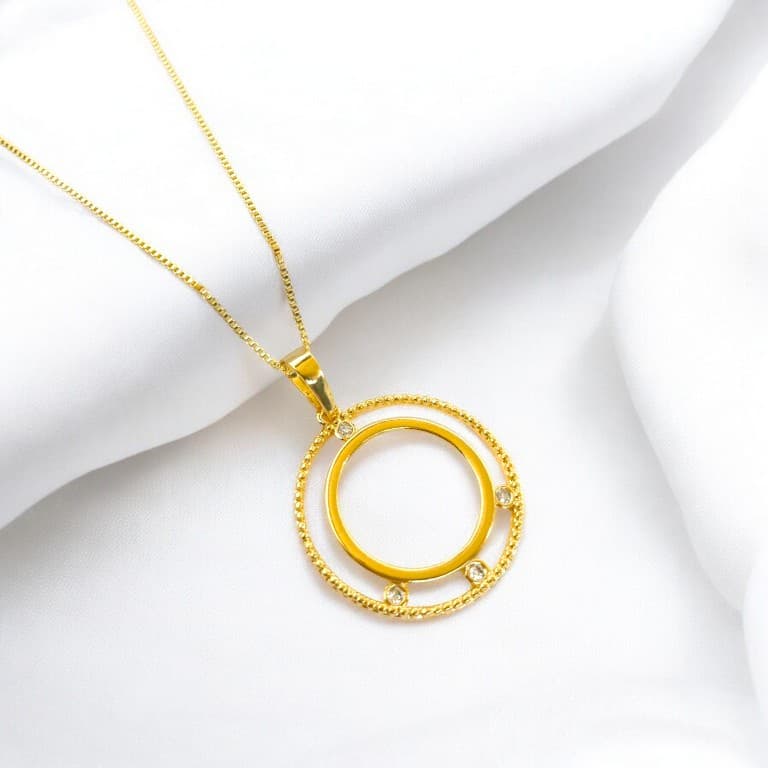 Corrente Veneziana com Pingente Redondo Banhado a Ouro 18k