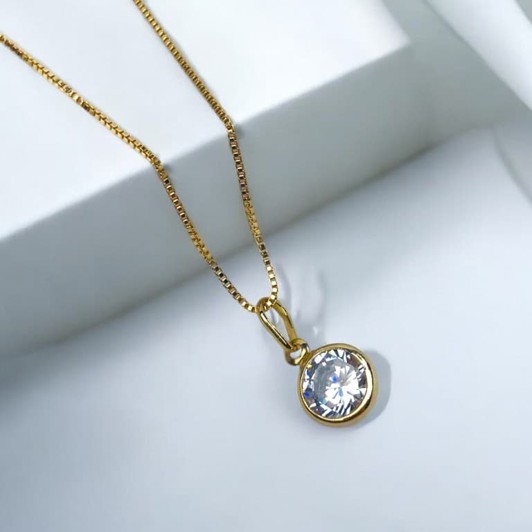 Corrente com Pingente Ponto de Luz Banhada a Ouro 18k — default