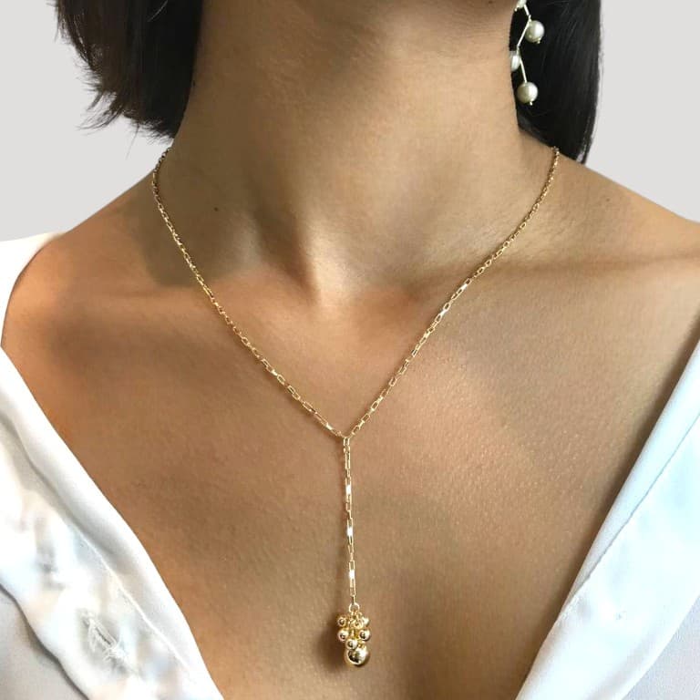 Corrente Gravatinha com Pingente Bolinhas Banhada a Ouro18k — default