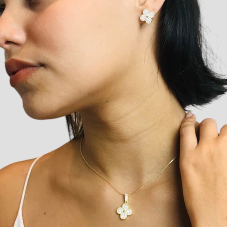 Conjunto Trevo da Sorte Banhado em Ouro 18k — default