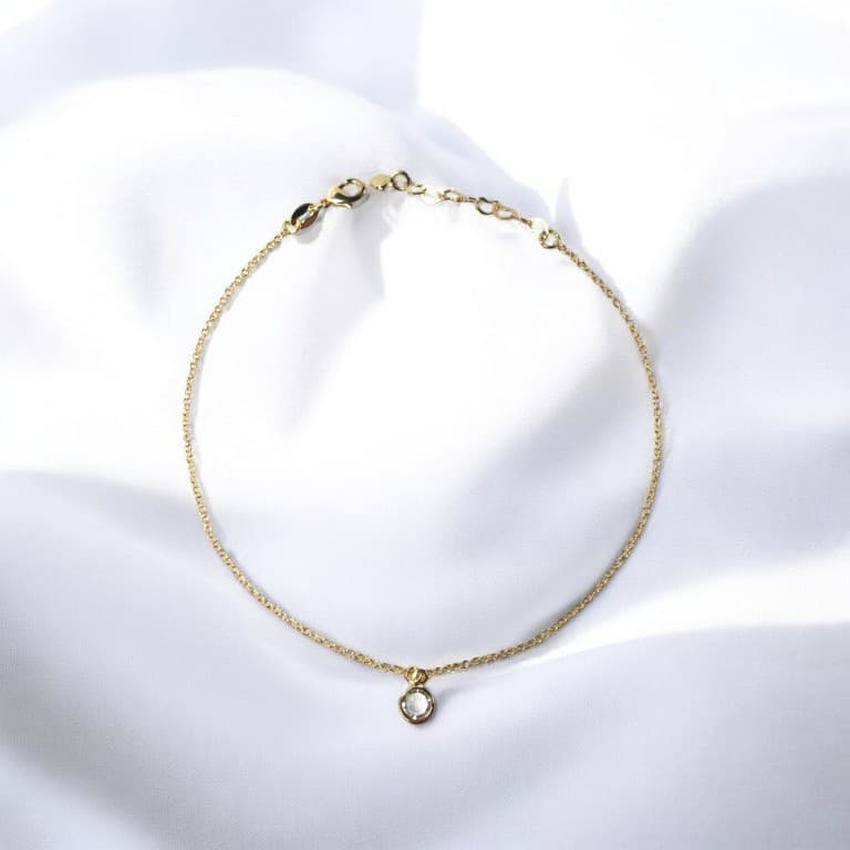 Tornozeleira com Zircônia Banhada a Ouro 18k — Branca