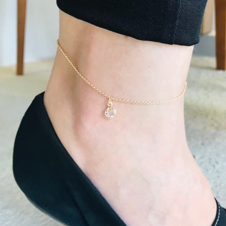 Tornozeleira com Zircônia Banhada a Ouro 18k