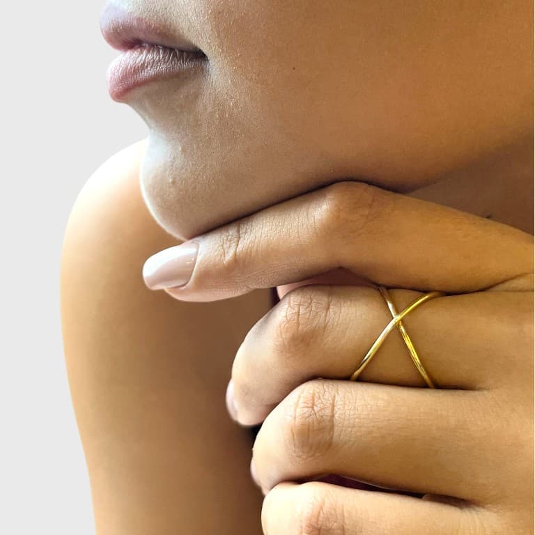 Anel Ajustável com Aros Cruzados Banhado a Ouro 18k — default