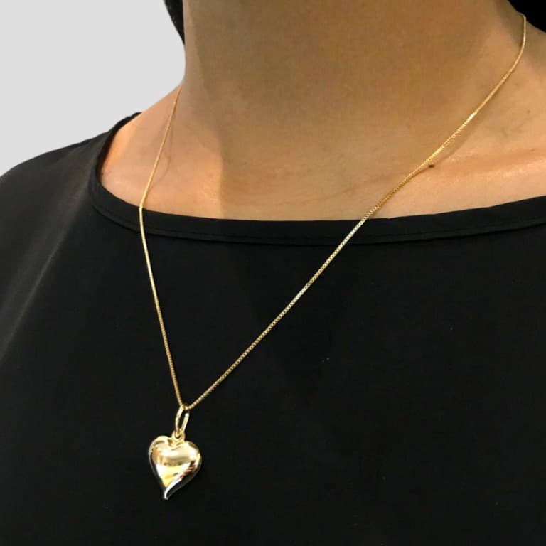 Corrente com Pingente Coração Liso Banhado a Ouro 18k — default