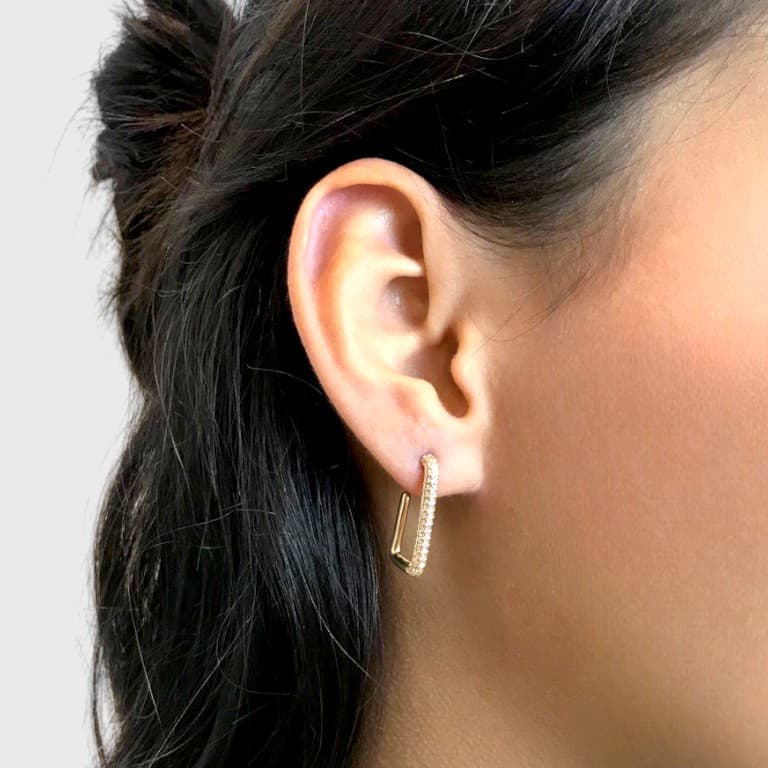 Brinco Argola Retangular Banhado a Ouro 18K — default