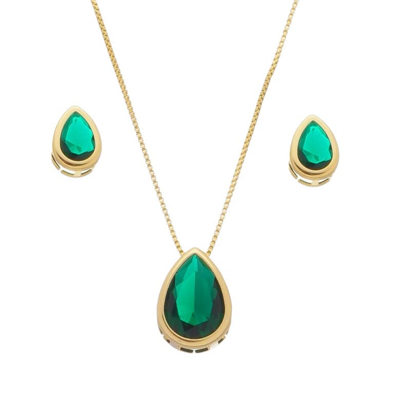 Conjunto Formato Gota Banhado a Ouro 18K — default