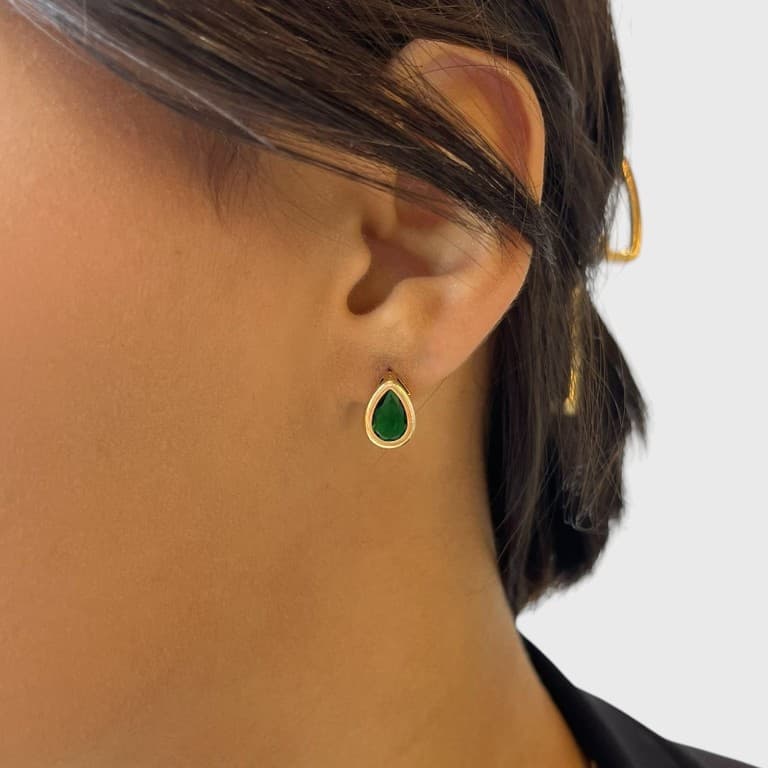 Conjunto Formato Gota Banhado a Ouro 18K