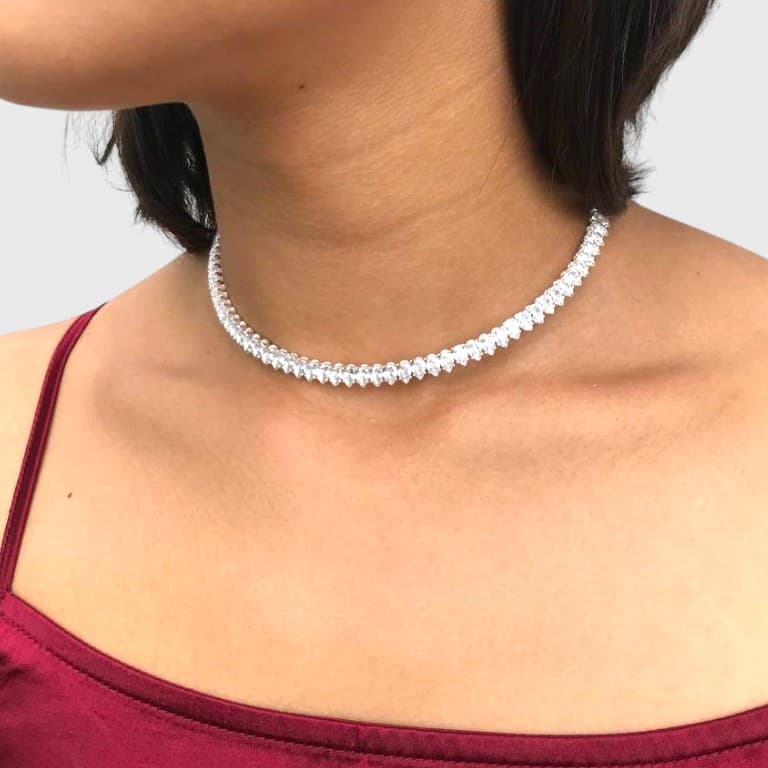 Choker Aro Riviera com Zirconias — Prata