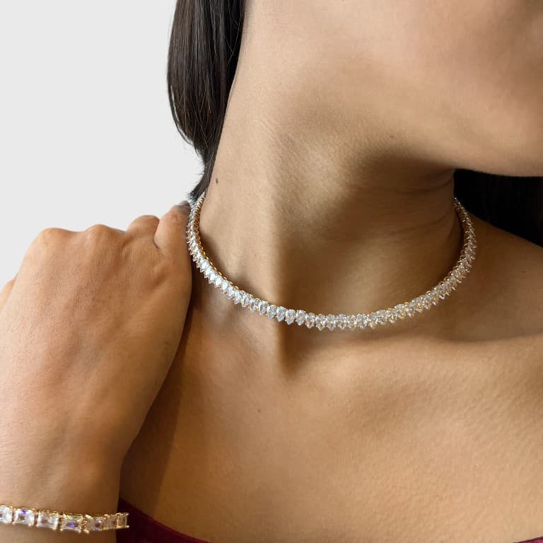 Choker Aro Riviera com Zirconias — Ouro