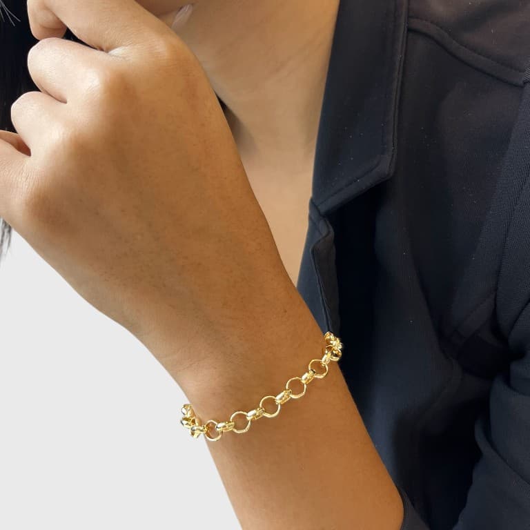 Pulseira Elo Português Banhada a Ouro 18K