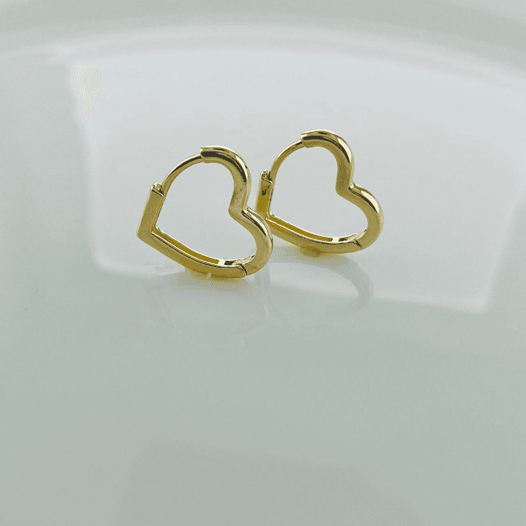 Brinco Argola Coração Banhado a Ouro 18K