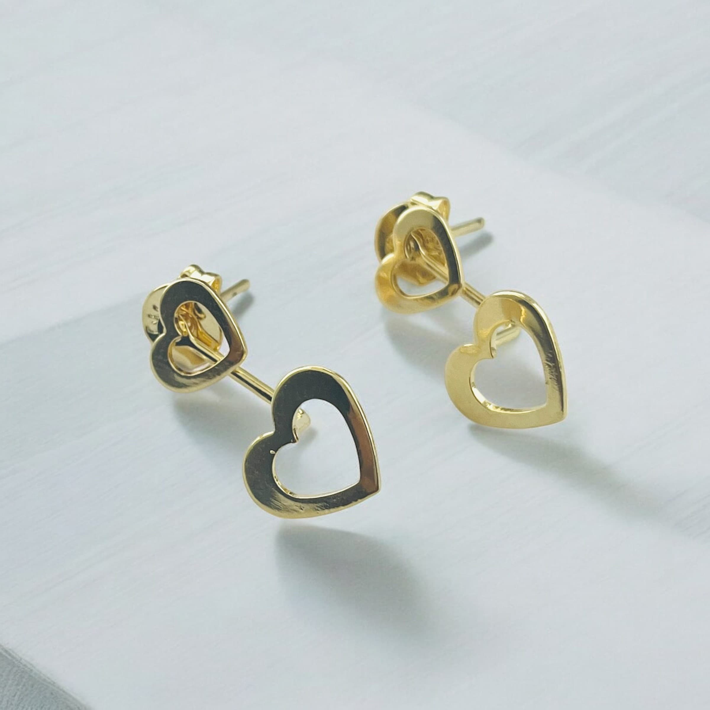 Brinco Coração 3 em 1 Banhado a Ouro 18K