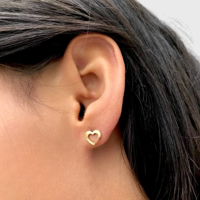 Brinco Coração 3 em 1 Banhado a Ouro 18K