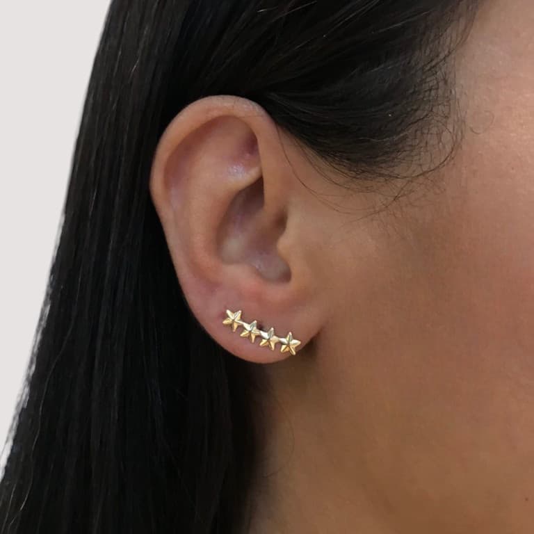 Brinco Earhook Estrelas Banhado a Ouro 18K — default