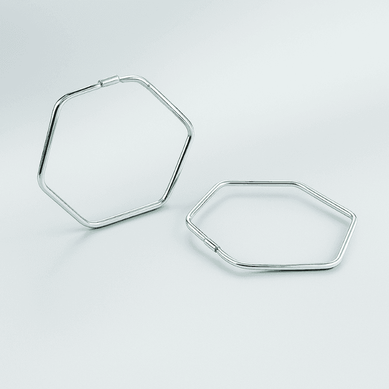 Brinco Argola Hexagonal Banhado a Prata — default