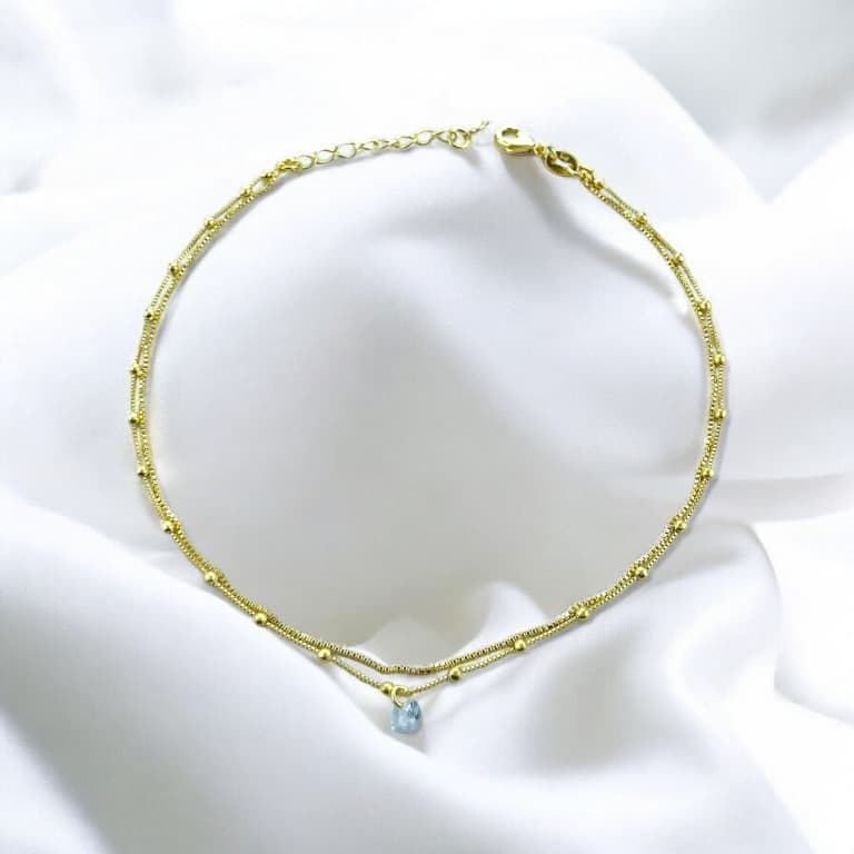 Tornozeleira Dupla com Ponto de Luz Banhada a Ouro 18K — default
