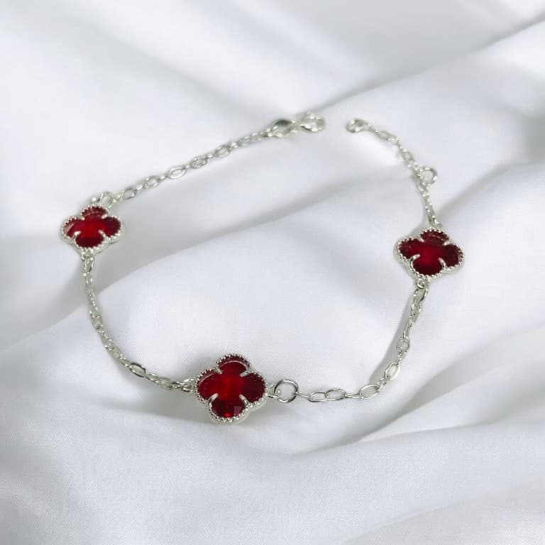 Pulseira Trevos Vermelhos em Prata 925 — default