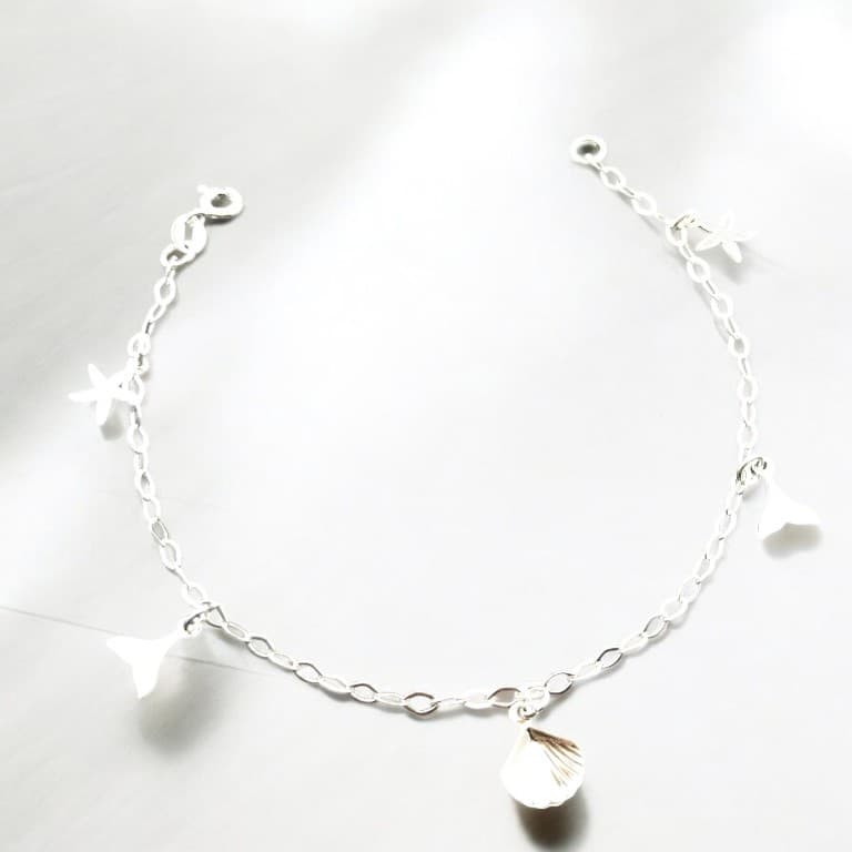Pulseira de Elos Ovais com Pingentes em Prata 925
