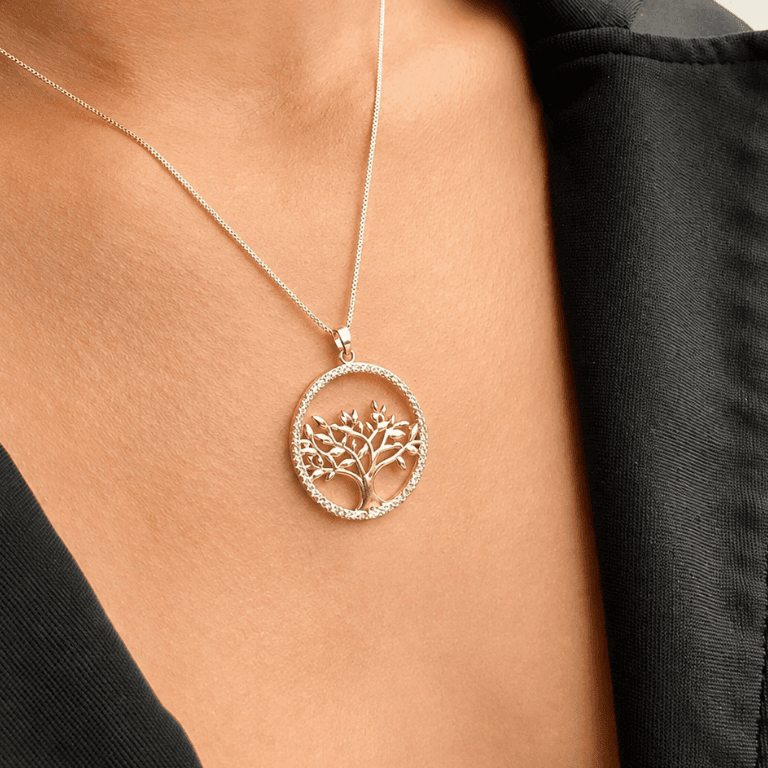 Corrente com Pingente Árvore da Vida Banhado a Ouro 18K