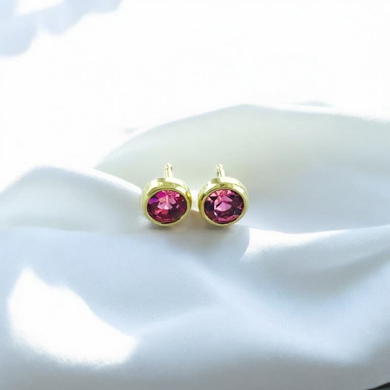 Brinco Bolinha de Pedra Banhado a Ouro 18K