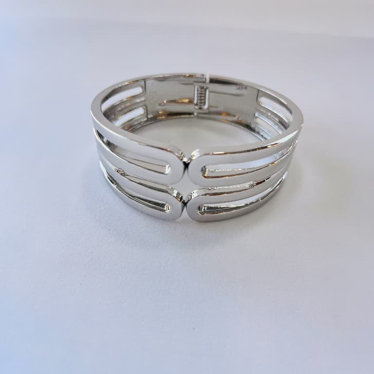 Bracelete Liso Duplo Banhado a Ouro 18K — Prata