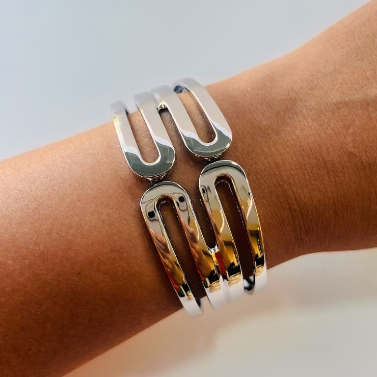 Bracelete Liso Duplo Banhado a Ouro 18K