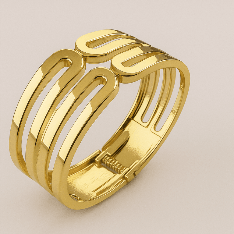 Bracelete Liso Duplo Banhado a Ouro 18K — Ouro