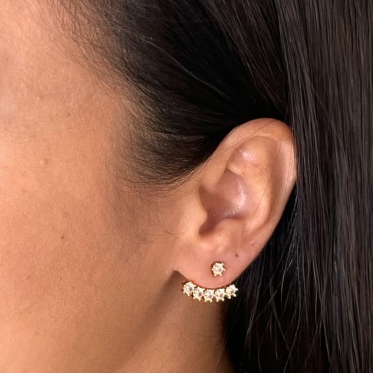 Brinco Ear Jacket com Zircônias Banhado a Ouro 18K — default