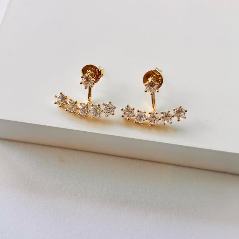 Brinco Ear Jacket com Zircônias Banhado a Ouro 18K