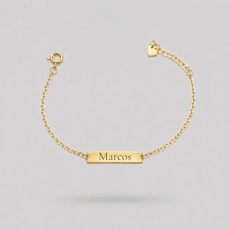Pulseira Infantil com Plaquinha para Personalização Banhada a Ouro 18K — default