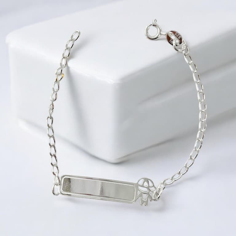 Pulseira Infantil com Plaquinha e Menina Vazado Prata 925 — default