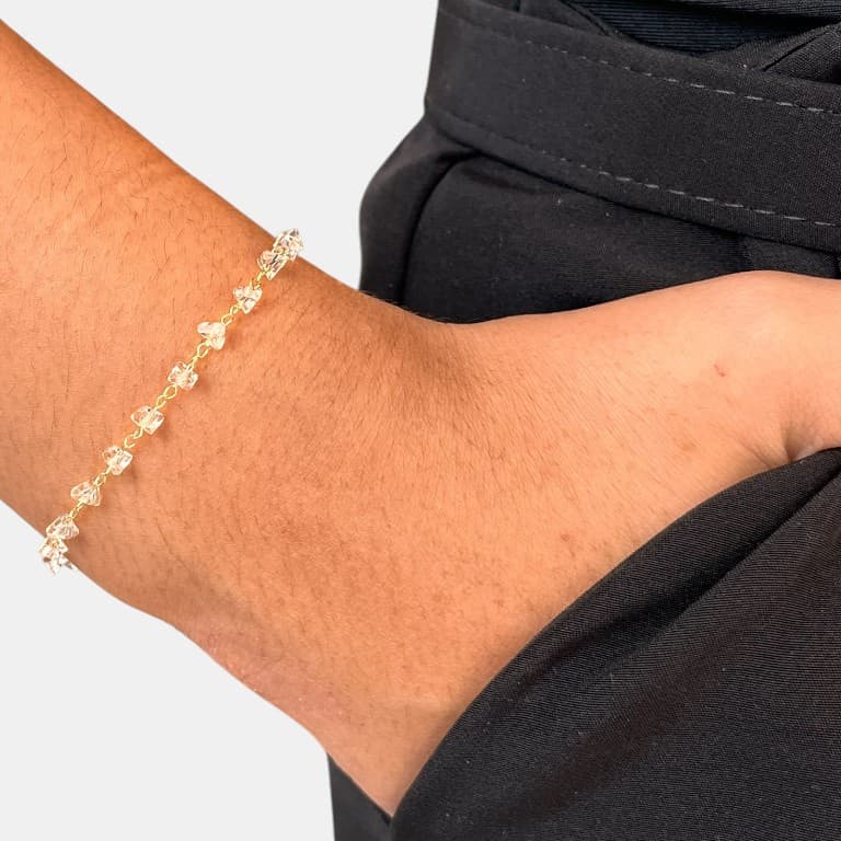 Pulseira com Pedrinhas em Cristais Banhada a Ouro 18K
