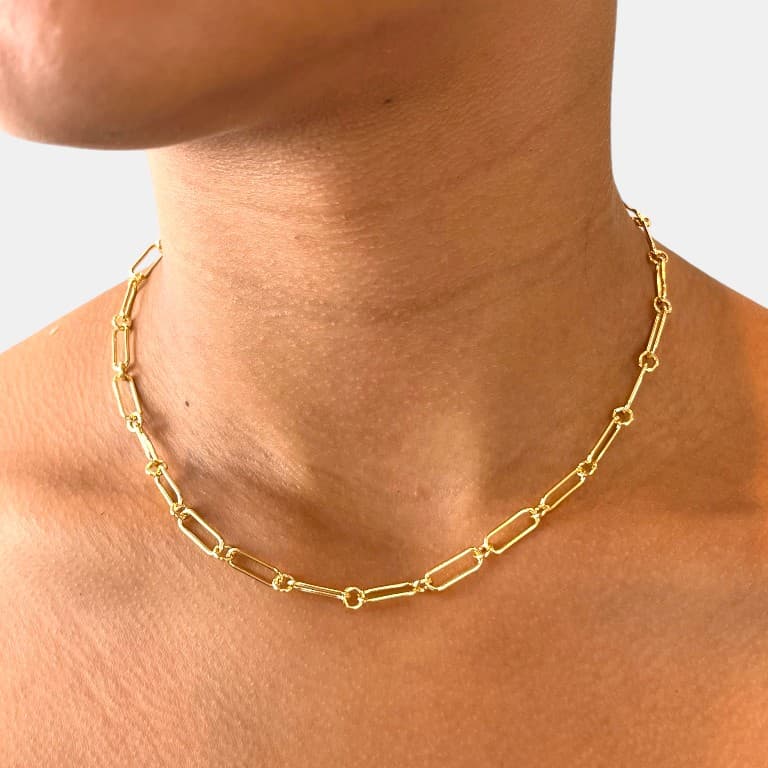 Choker Elos Ovais Banhada a Ouro 18K — default