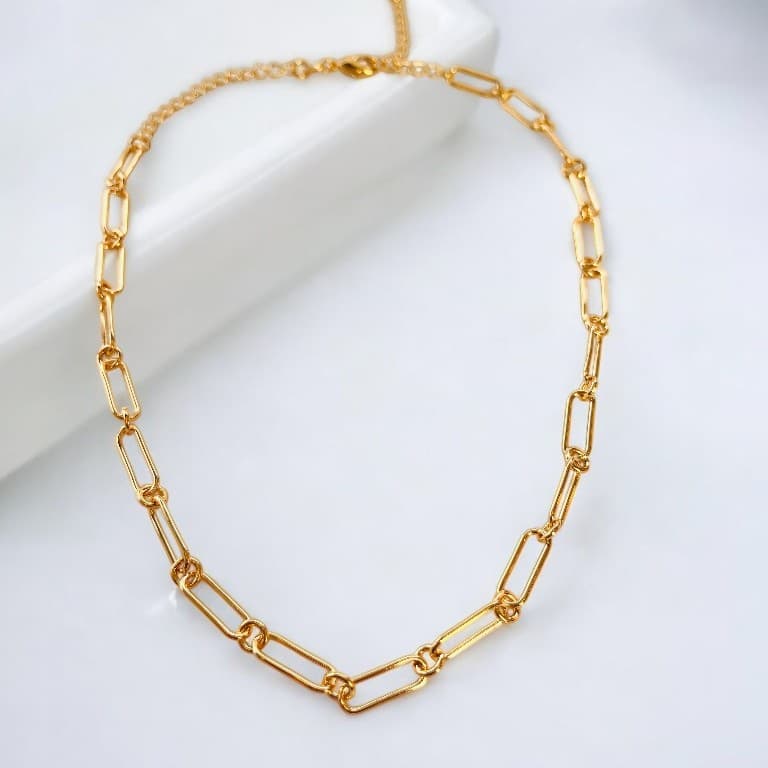 Choker Elos Ovais Banhada a Ouro 18K