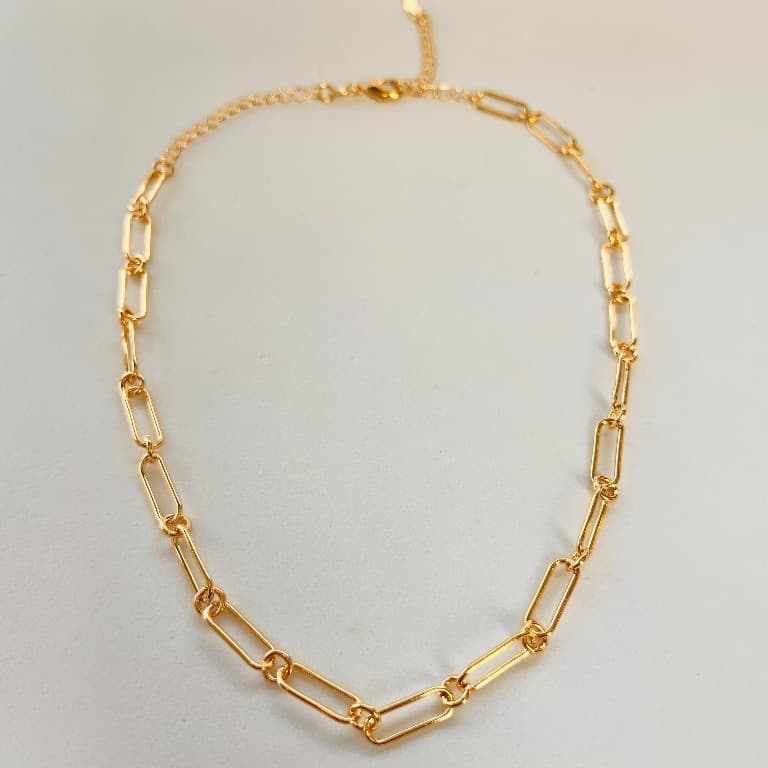 Choker Elos Ovais Banhada a Ouro 18K