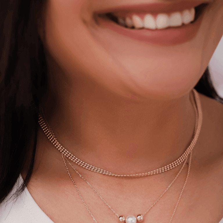 Corrente de Bolinhas em 3 Fileiras Banhado a Ouro 18K